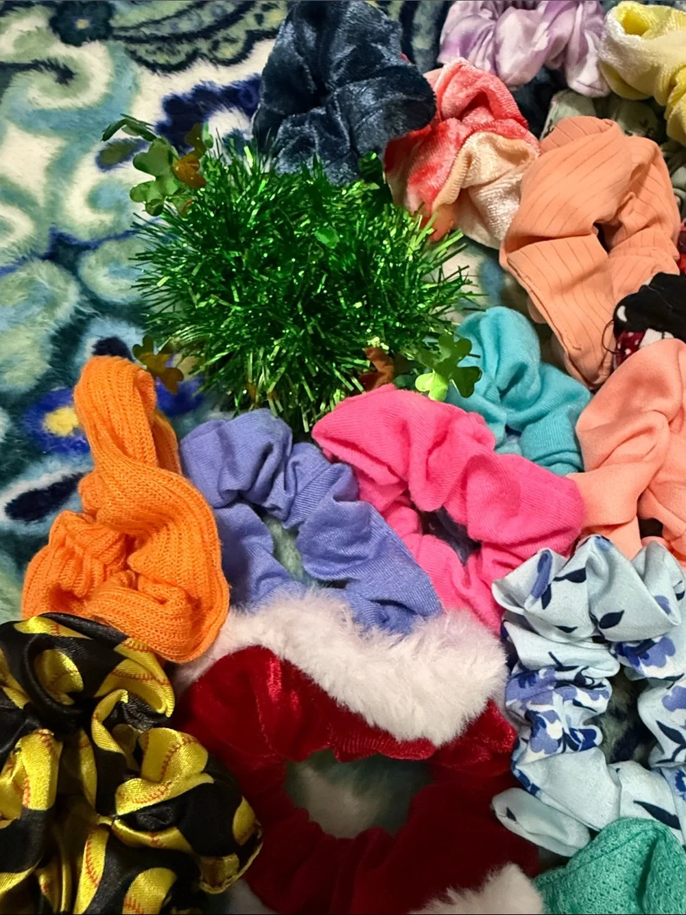 45 Assorted Girls' Colorful Hair Scrunchies Set - Multi-Color